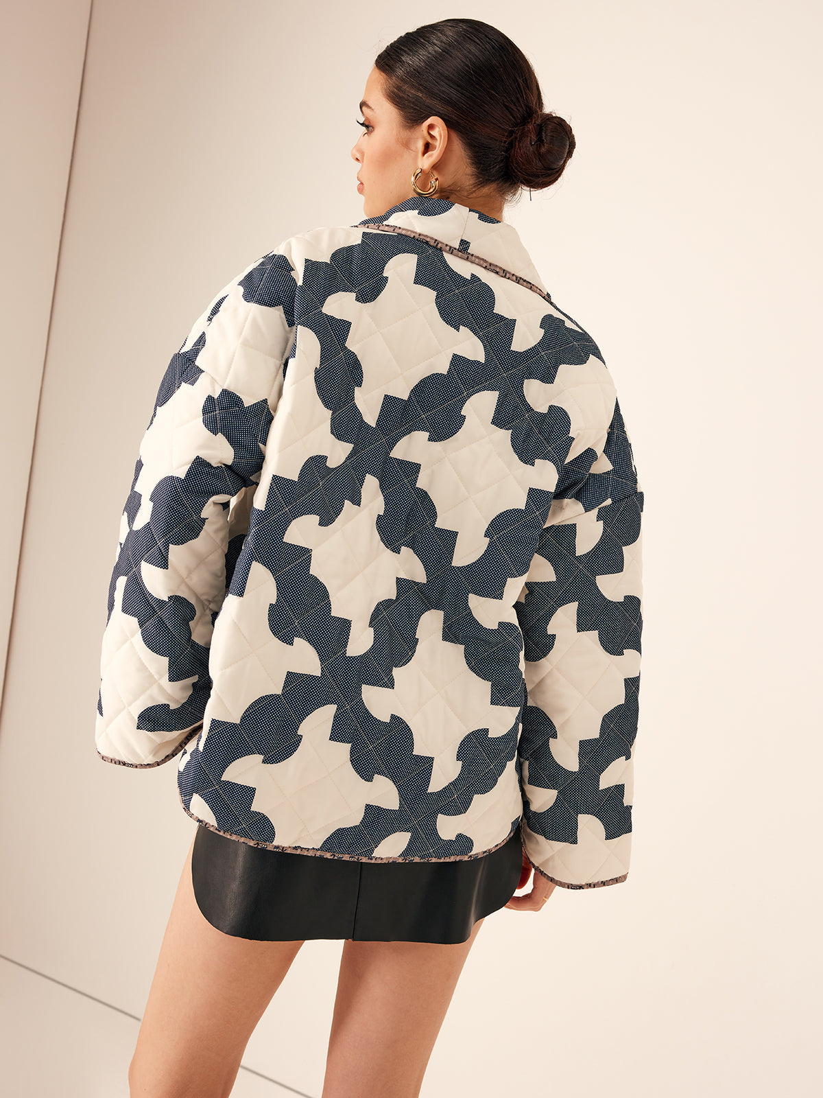 Raverya - Color Block Geprinte Warme Jas