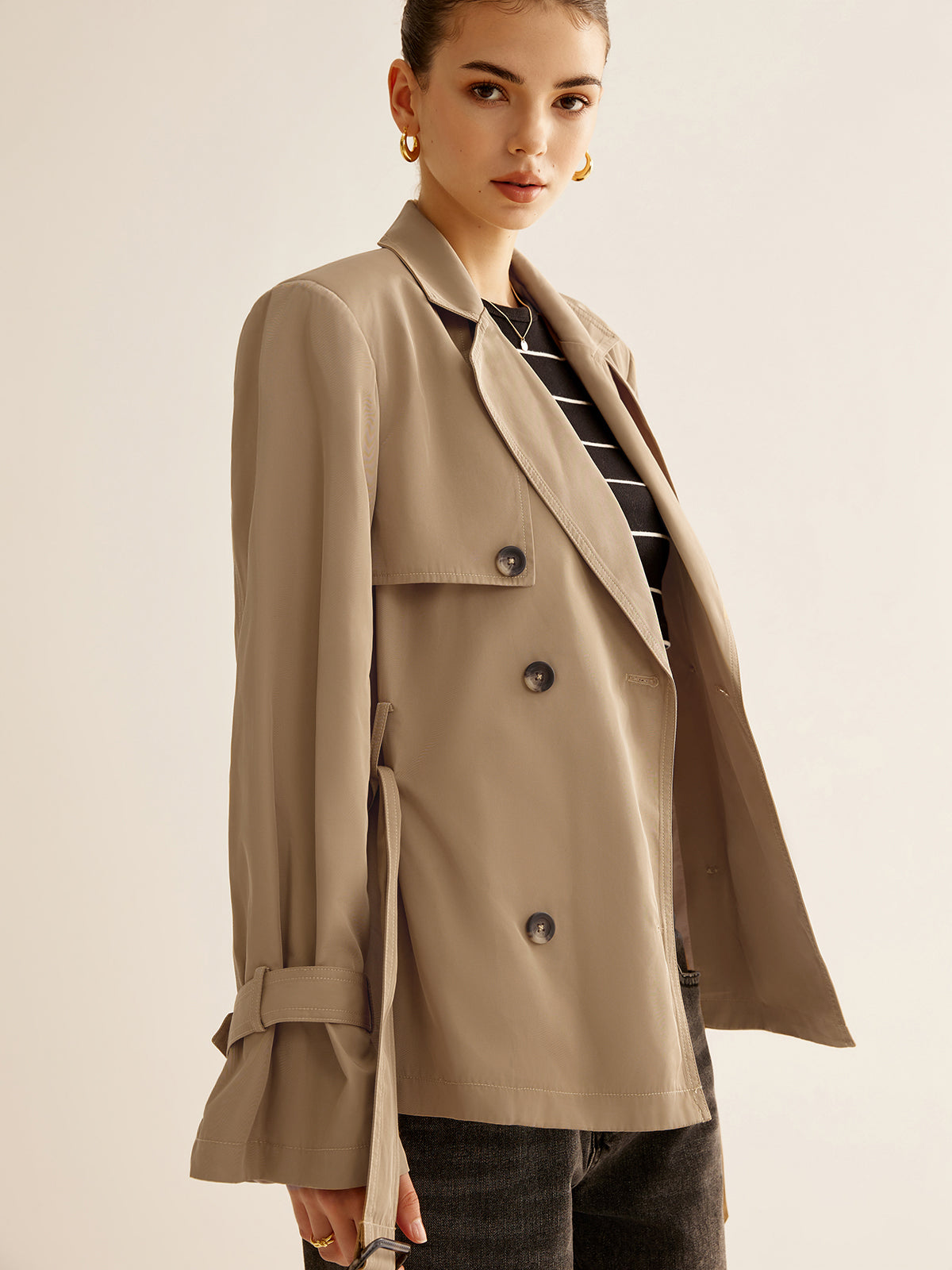Raverya - Trenchcoat met Riem en Schoudervullingen