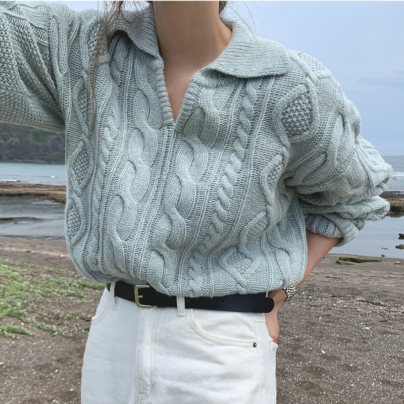 Retro Half-Zip Herfst Trui voor Vrouwen - Stijlvol en Comfortabel