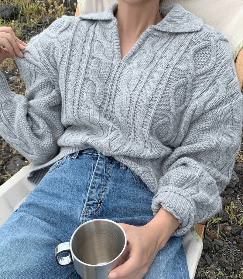 Retro Half-Zip Herfst Trui voor Vrouwen - Stijlvol en Comfortabel