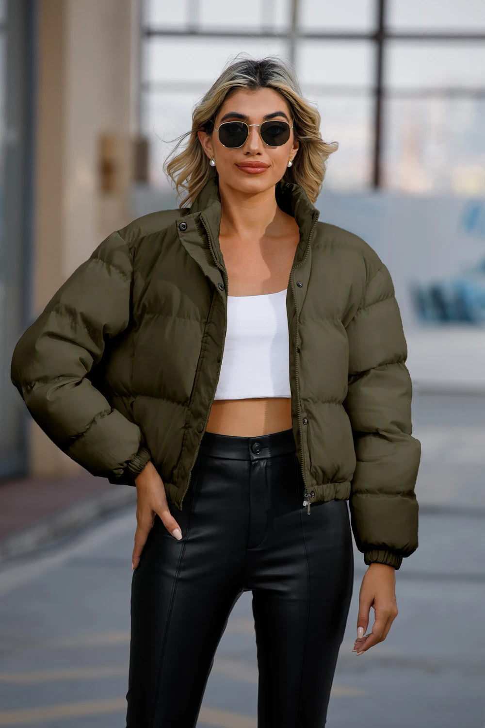 Airforce 2024 Herfst-En Winterjas Met Korte Lange Mouwen, Losse Casual Jas Met Hoge Hals 601