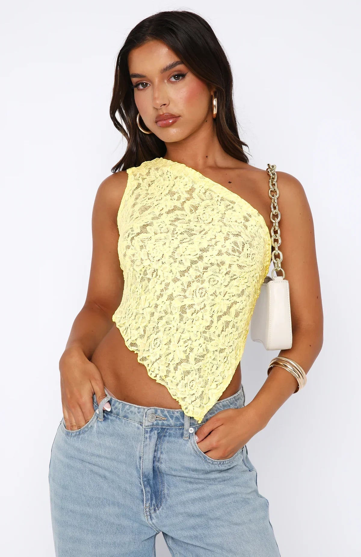 Kanten top met rug detail