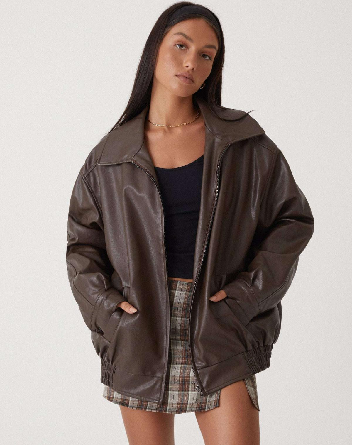 Raverya - Oversized Losse Leren Jasje